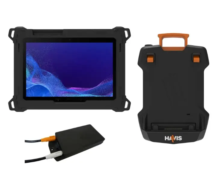 Illustration pour Stations d'accueil Havis prêtes à livrer pour Getac V120, Getac F120, Apple et Samsung
