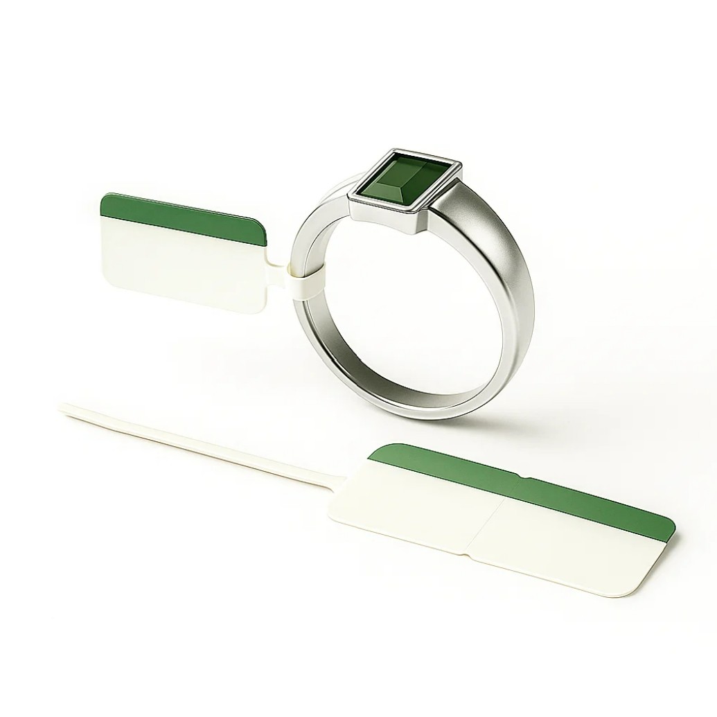 etiquettes standard blanches filet vert bijoux bijouterie  boucle lanière