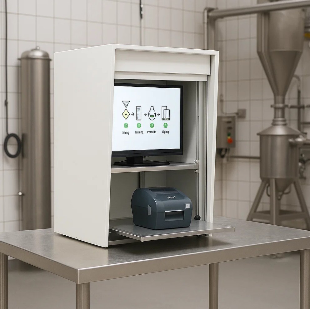 meuble de protection étanche agro alimentaire imprimante étiquette écran