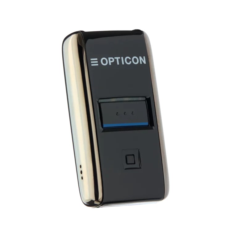 Scanner compact Opticon OPN‑2500 connecté au smartphone.