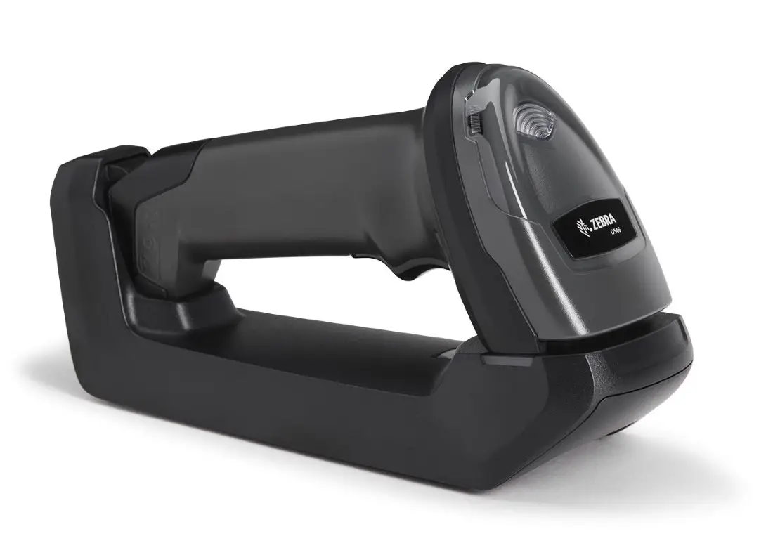 Scanner sans-fil Zebra CS6080 sur base Qi.