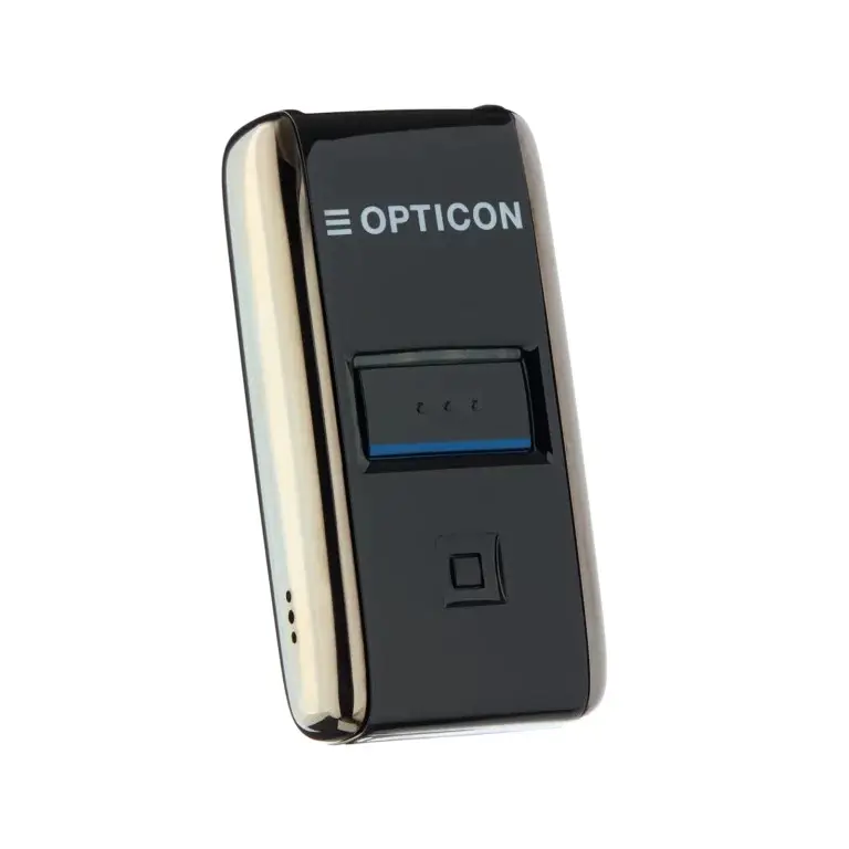Scanner compact Opticon OPN-2500 connecté au smartphone.