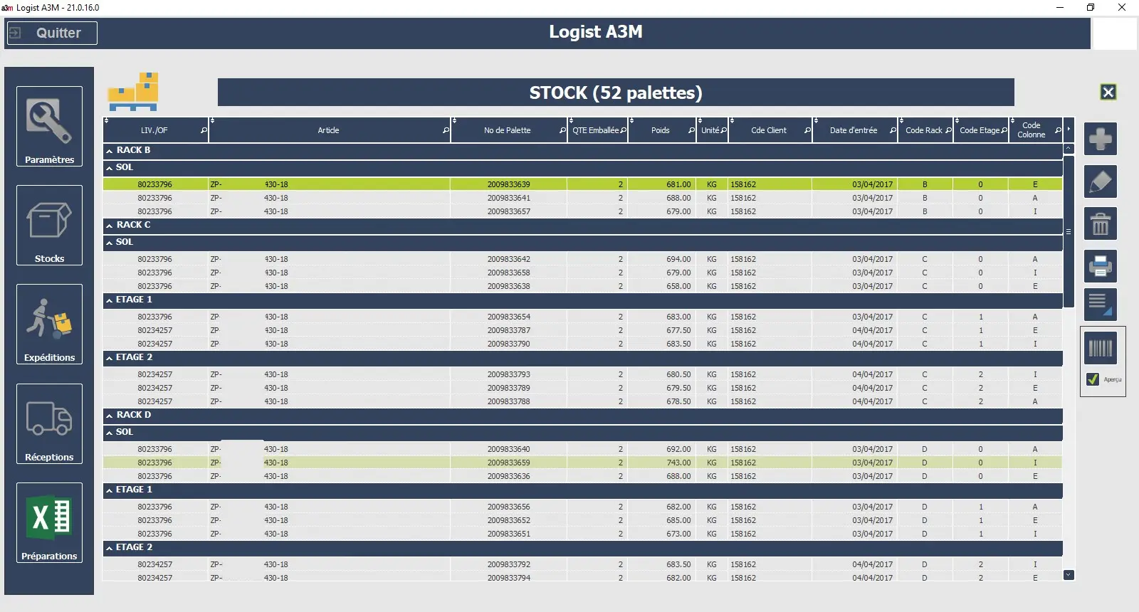 Aper&ccedil;u 7 LOGIST A3M WMS