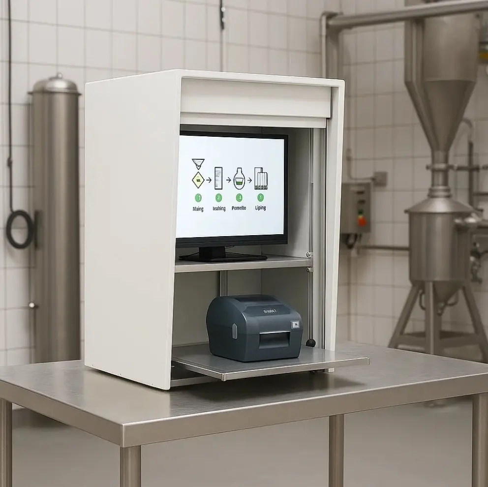 meuble de protection étanche agro alimentaire imprimante étiquette écran