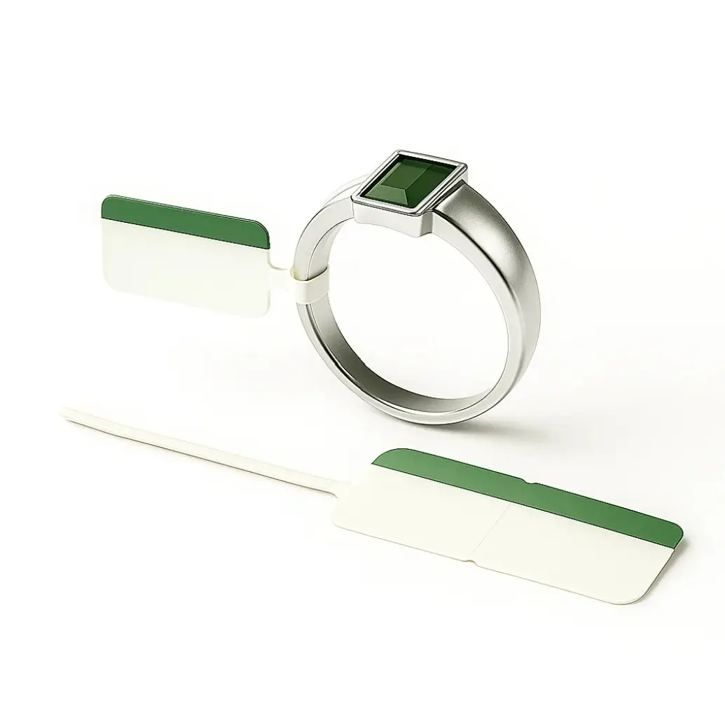 etiquettes standard blanches filet vert bijoux bijouterie  boucle lanière