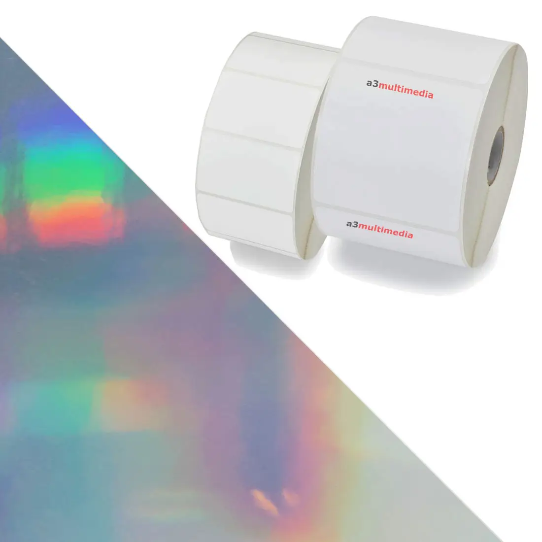 rouleau &eacute;tiquette holographique hologramme argent imprimante jet d encre