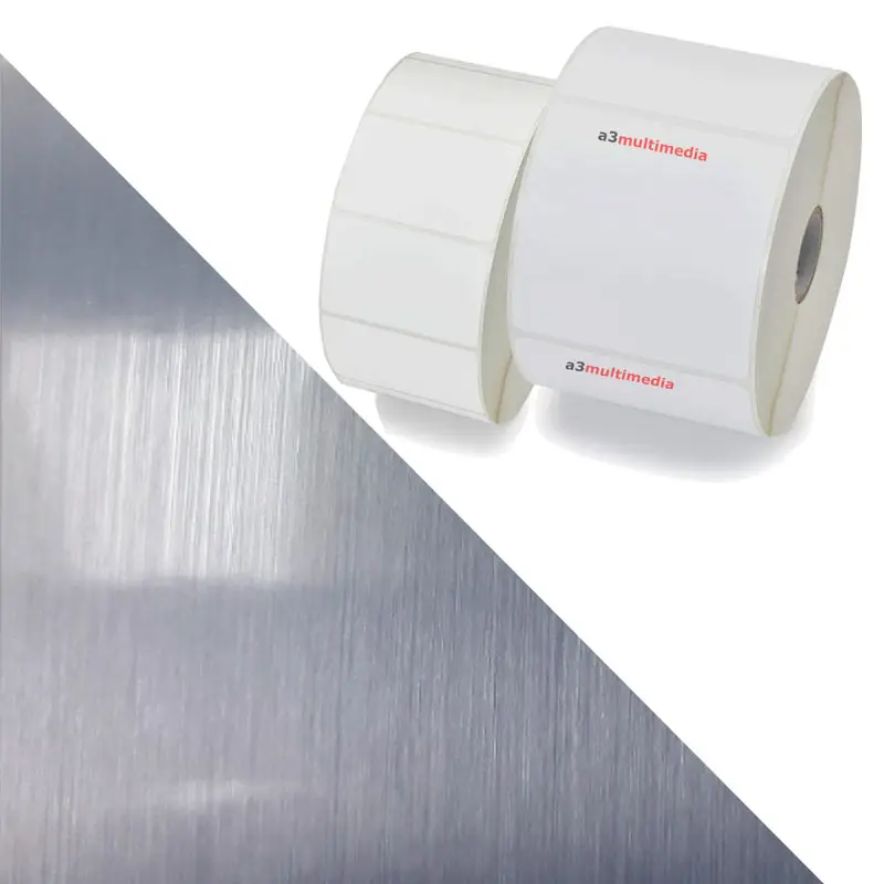 rouleau &eacute;tiquette polyester m&eacute;tallique argent alu bross&eacute; imprimante jet d encre