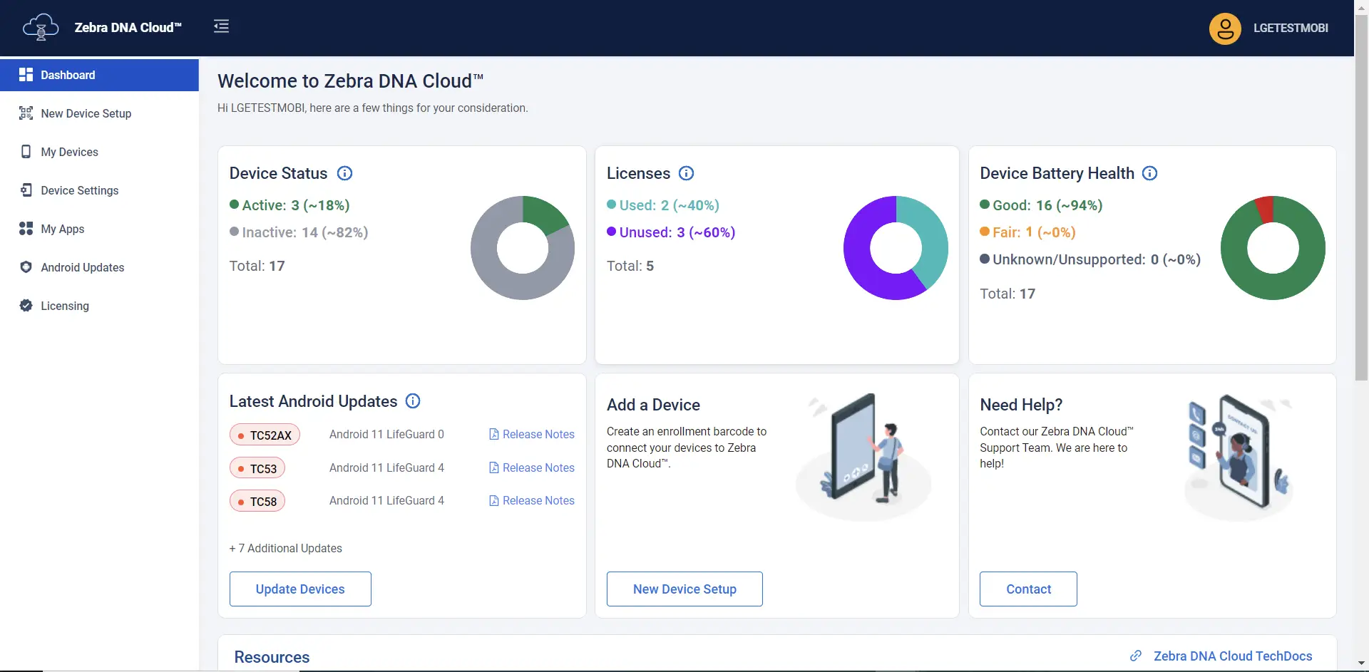logiciel zebra dna cloud Zdna gestion mdm emm