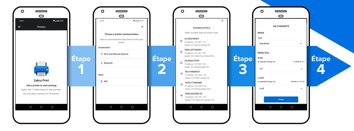 logiciel zebra print android impression étiquettes