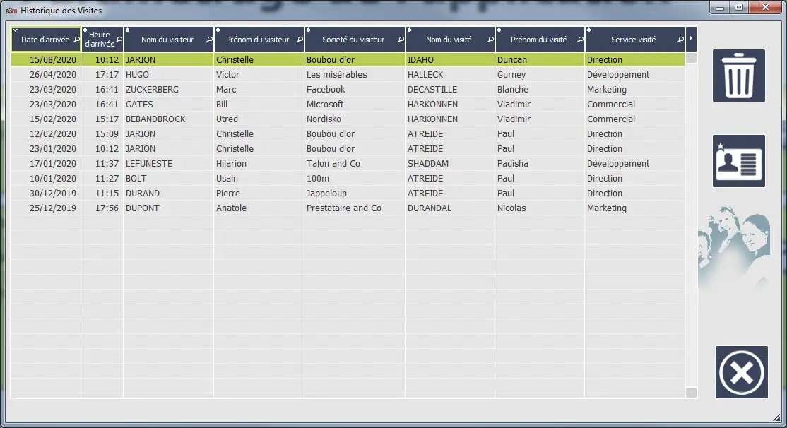 logiciel enregistrement des visiteurs entreprise