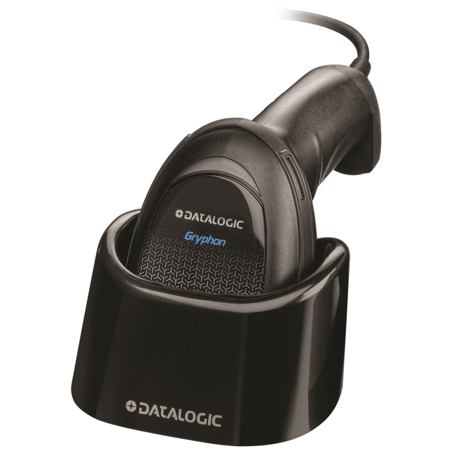 Lecteur code-barres Datalogic Gryphon 4500 lisant un code QR sur écran de smartphone