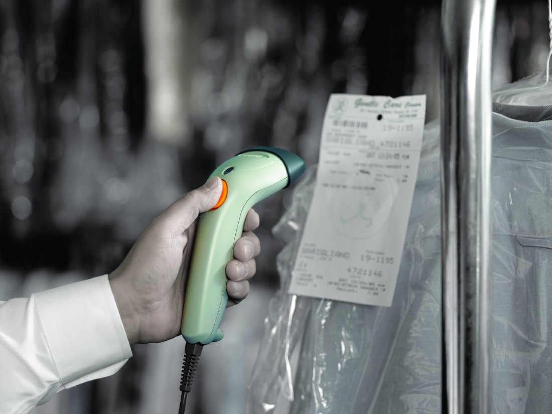 scanner Zebra LS1203 lecture rapide en caisse.