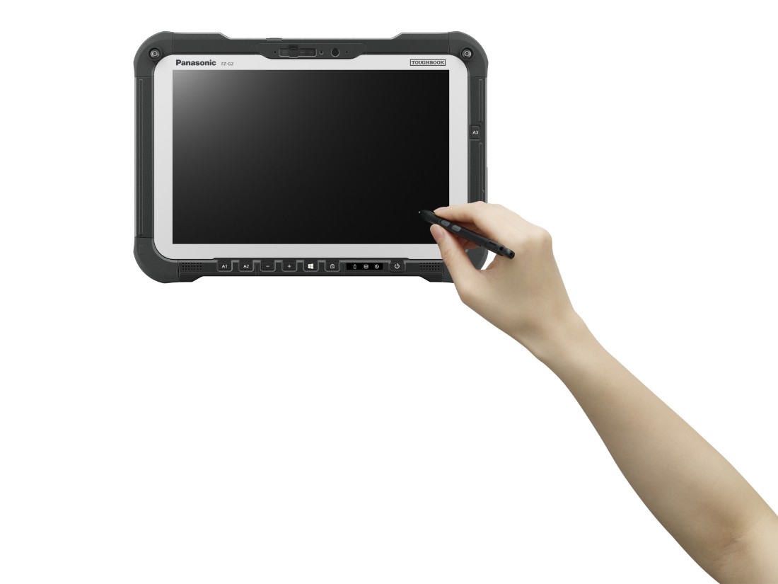 Tablette Panasonic avec lecteur Smart Card et ports modulaires.