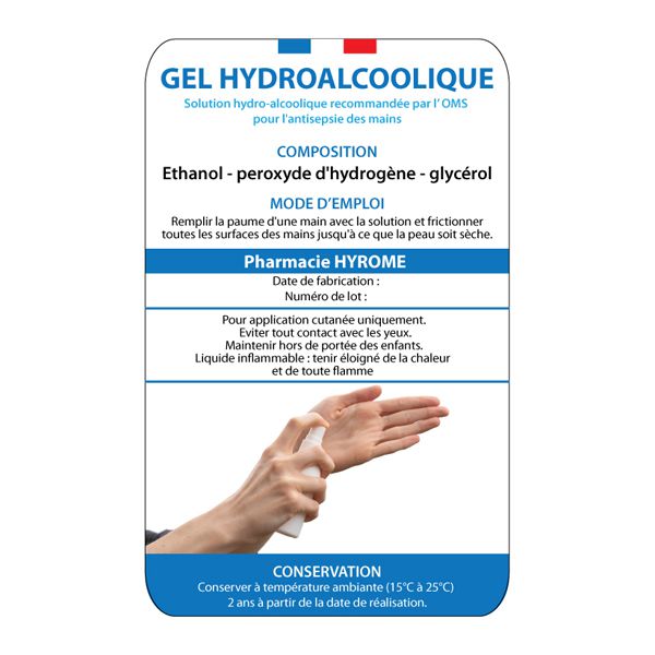 etiquette solution hydro alcoolique