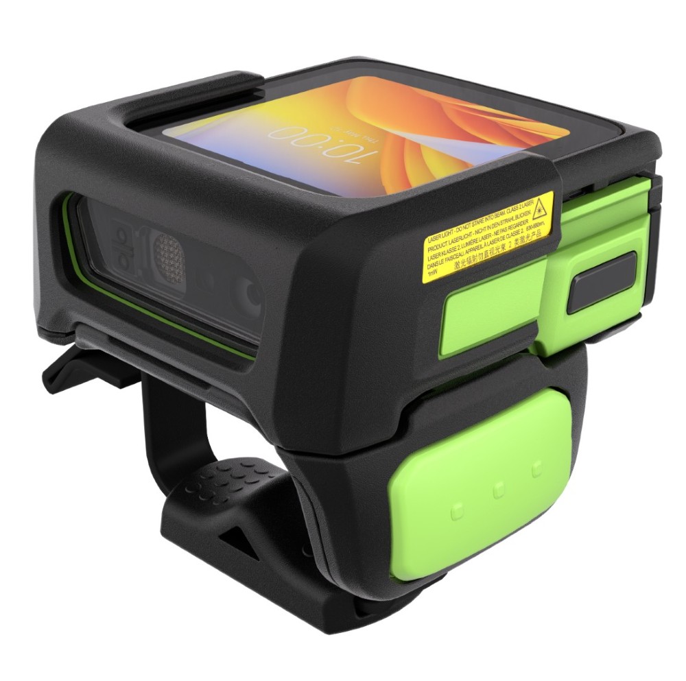 Zebra WS501 fixé sur deux doigts avec son support ergonomique pour une agilité totale.