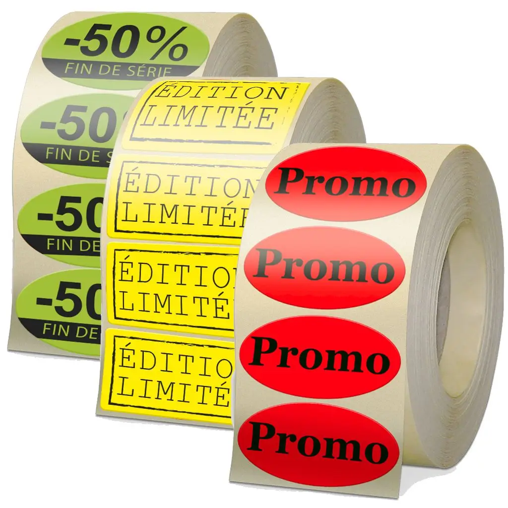 Etiquette papier Fluo rouge vert jaune