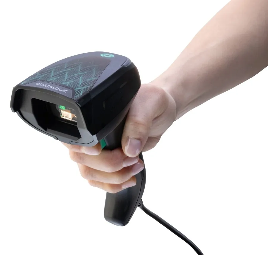 Lecteur codes barres Datalogic Gryphon GD4620 lisant un QR code sur ecran smartphone