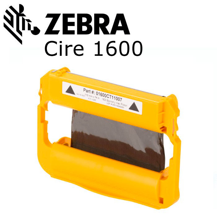 Ruban transfert thermique Zebra 1600 Cire en cassette 110mm x 74m.
