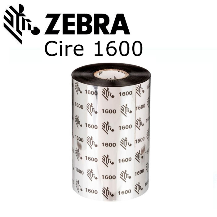 Ruban transfert thermique Zebra 1600 Cire industriel noir 220mm x 450m.