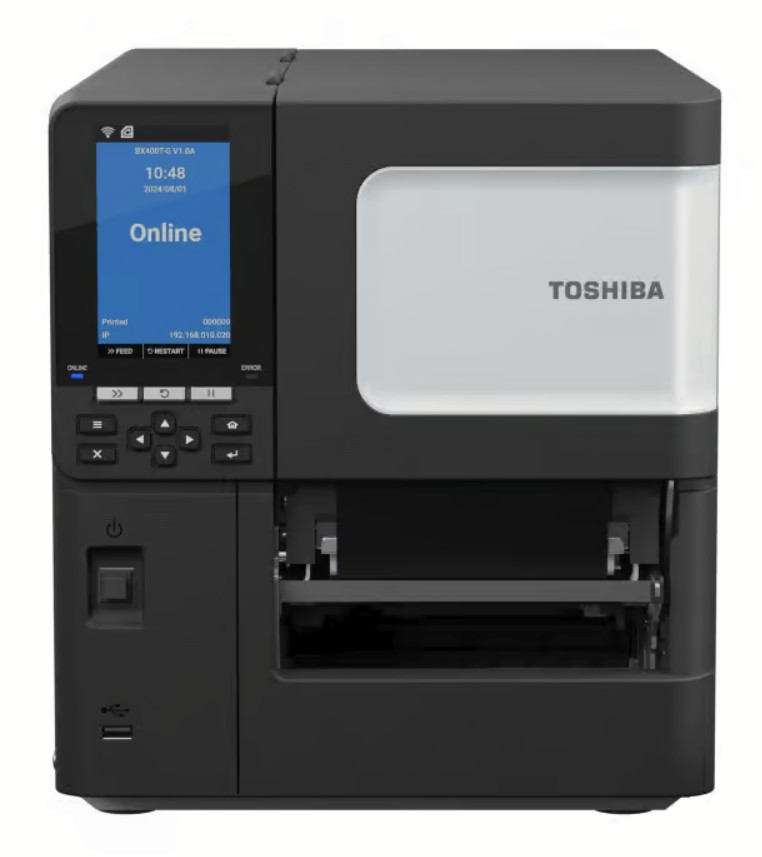Toshiba BX420T imprimant des étiquettes logistiques.