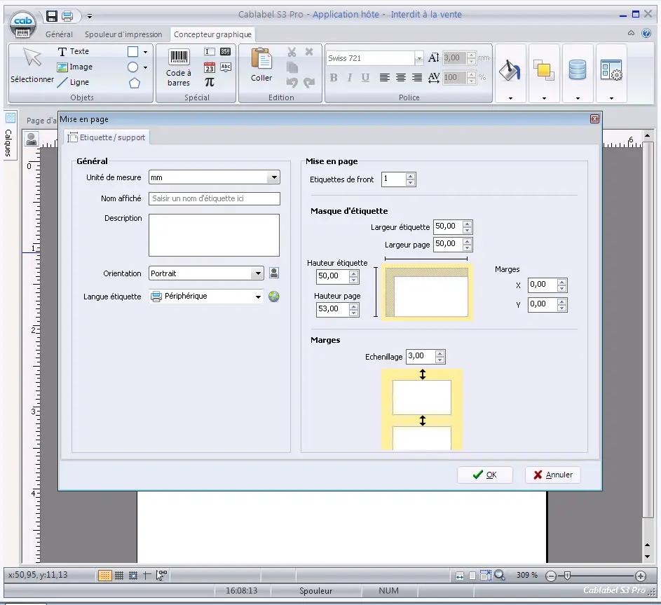 S3 PRO CAB impression etiquettes