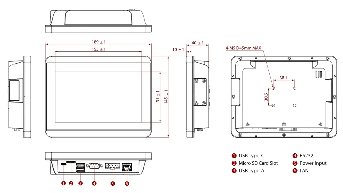 Dimensions PC industriel Winmate Série M 21,5 pouces 560x344x77mm Dimensions PC industriel Winmate Série M 21,5 pouces 560x344x77mm