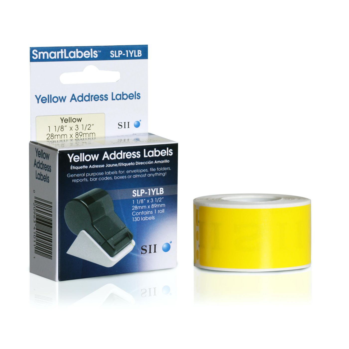 SEIKO INSTRUMENTS - 42-100605 - SLP-1YLB Étiquettes d'adresse, étiquettes jaunes, 28 x 89mm,