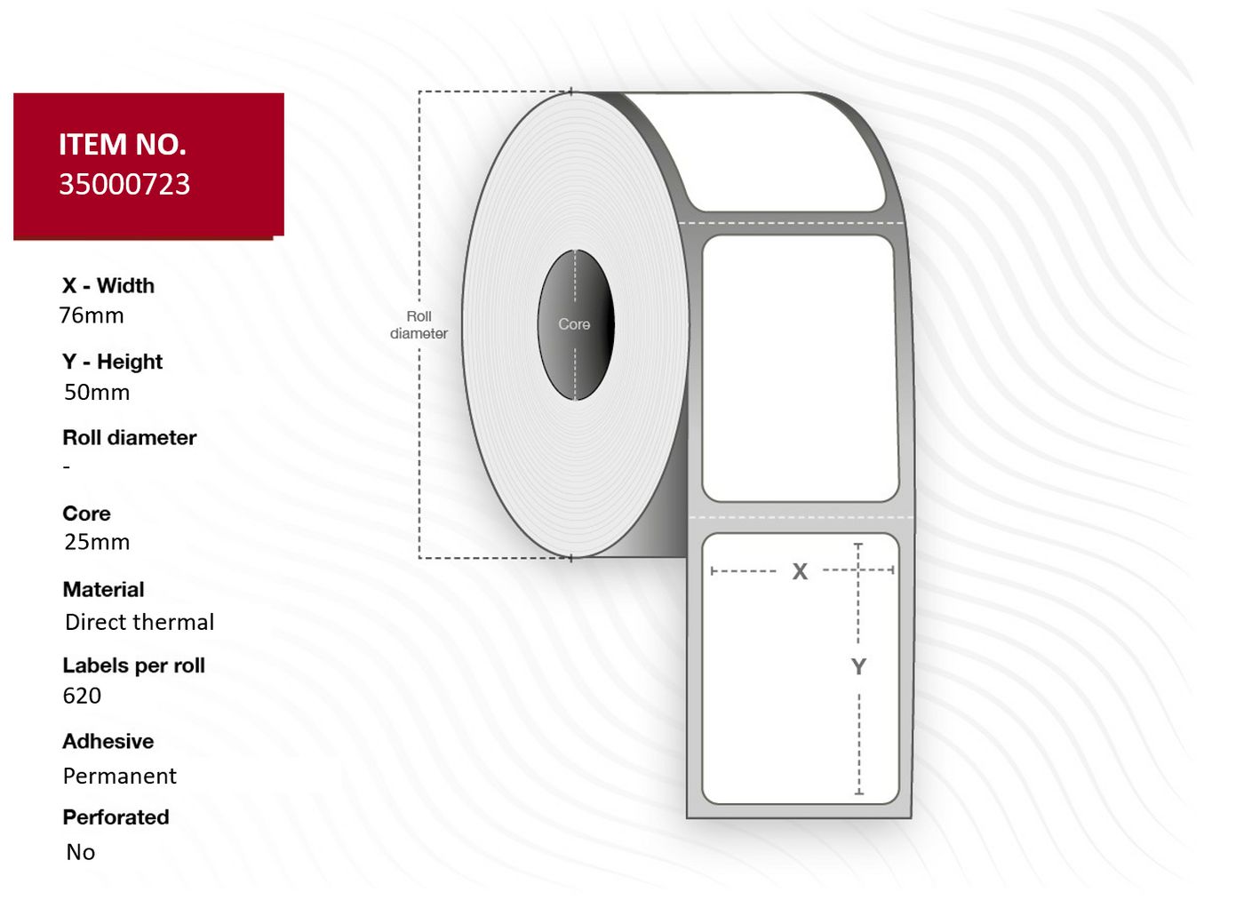 Capture - 60000116 - Capture étiquette 38x23 - Core 25,4.  White. Deep freeze. thermique direct. 3000  labels per roll. 6 rolls per box.