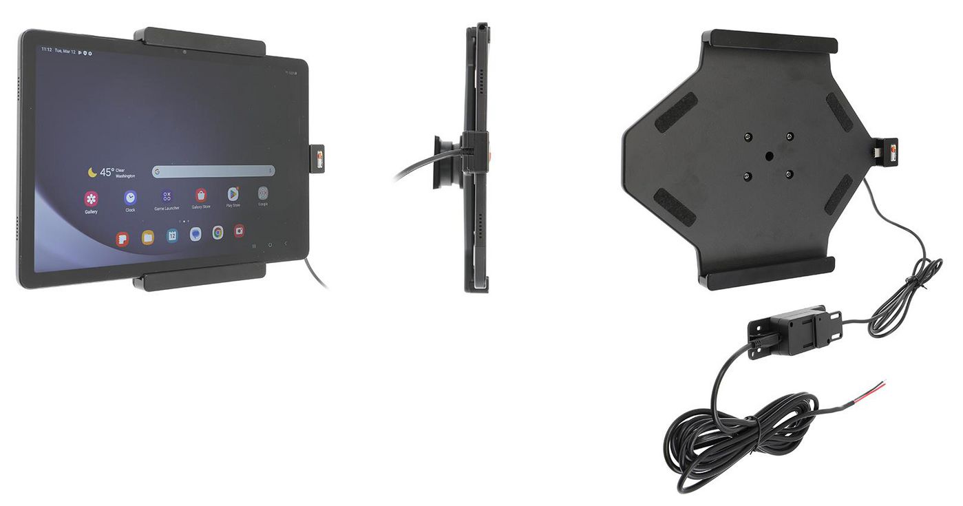 BRODIT - 727389 - Support actif pour installation fixe, câble USB. 2 ports USB, 12/24 Volt. 2A, Samsung Galaxy Tab A9,