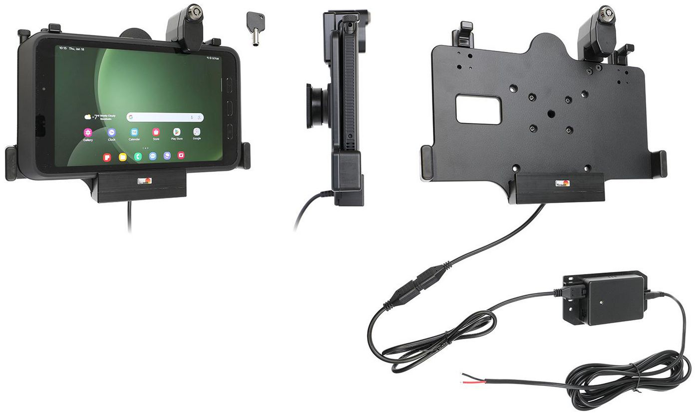 BRODIT - 736386 - Support actif avec verrouillage par clé, inclinable et pivotant. Pour Samsung Galaxy Tab Active 3/5 SM skin original, AMPS, VESA 75