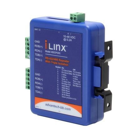 ADVANTECH DLOG - BB-485OPDRI - ULI-234TCI - Répéteur RS-422/485 isolé 3 voies, montage DIN industriel, borniers