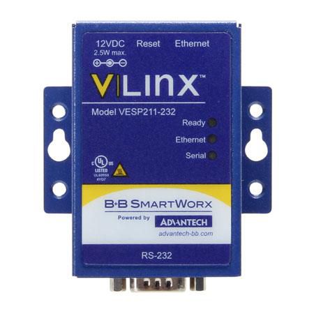 ADVANTECH DLOG - BB-VESP211-232 - Advantech Serial Device Server, One ethernet  to One DB9 M RS-232, AC  Adapter