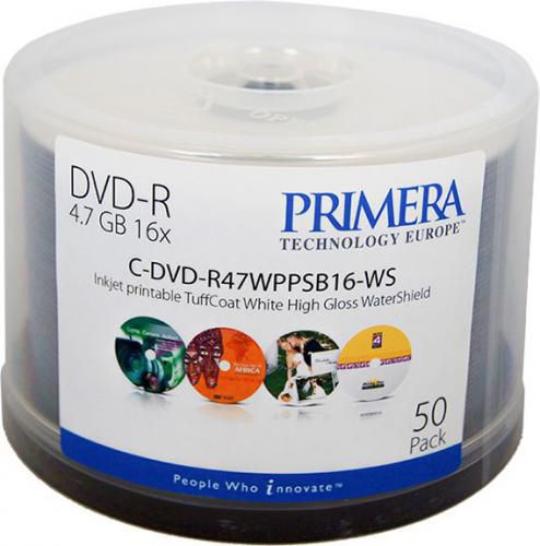 PRIMERA - C-DMR47WPPWS-50SB - DVD-R 4,7GB 16x BLANC imprimable par jet d'encre haute brillance WaterShield