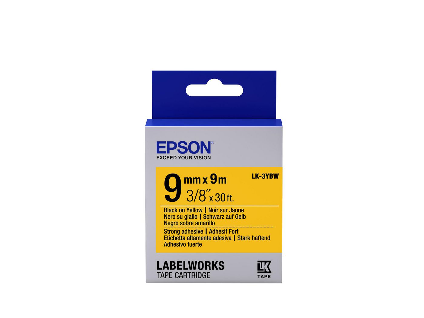 EPSON POS - C53S653005 - TAPE - LK-3YBW STRNG ADH BLK-/Y YELL 9/9