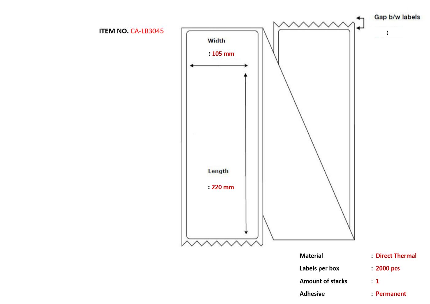 Capture - CA-LB3045 - étiquettes 105x220, Core Fanfold