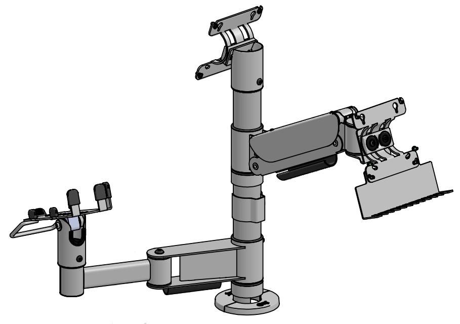 ERGONOMIC SOLUTIONS - CHE066-02 - SP2 Perche 400mm avec réglage de la hauteur. Bras coudé de 300mm, montage par le haut VESA -NOIR-