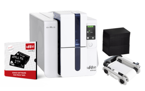 EVOLIS - ED1H0000CD-BS003 - Evolis Edikio Duplex - Price Tag Solution, deux faces, 12 pts/mm (300 dpi), USB, Ethernet, en kit (USB)