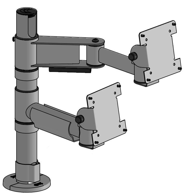ERGONOMIC SOLUTIONS - EET103-02 - SP2 Perche 400mm avec bras coudé 300mm, bras 200mm, VESA 75/100 -NOIR-