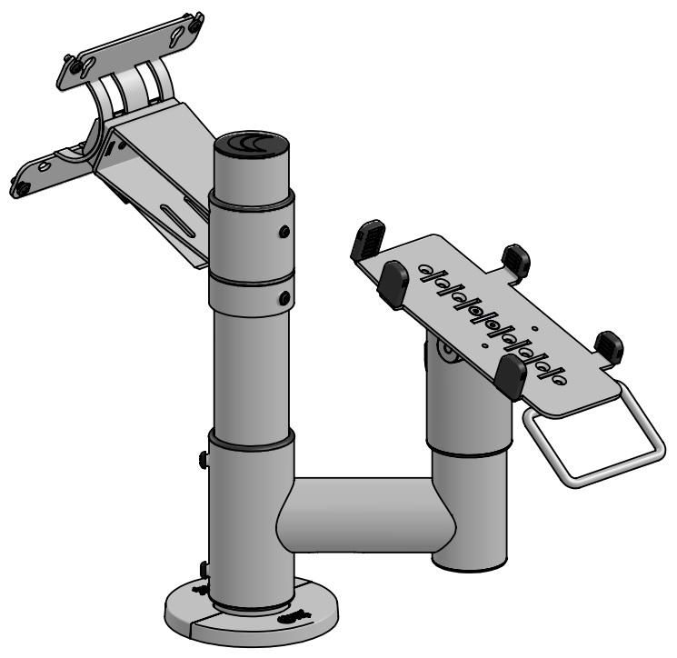 ERGONOMIC SOLUTIONS - FARMA003-32 - Poteau SP2 de 300 mm avec trous CM supérieurs et inférieurs, bras de paiement court et arc VESA -WHITE-