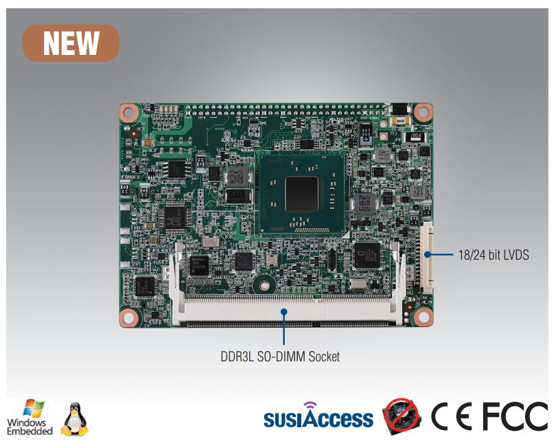 ADVANTECH DLOG - MIO-3260L-S3A1E - Intel® AtomT E3825 et Celeron® N2930 Pico-ITX SBC, DDR3L, LVDS 18/24-bit, VGA, DP/HDMI, 1 GbE
