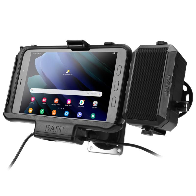 RAM Mounts - RAM-101B-225B-SAM60PD-AU-V7B1U - UNPKD EZ-ROLL R DOCK W/ POWER/DATA and SPEAKER SETUP FOR SAMSUNG TAB ACTIVE2 and TAB ACTIVE3