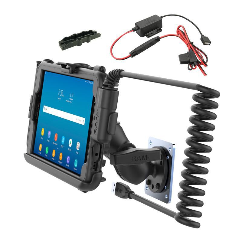 RAM Mounts - RAM-101B-TC-SAM29-V7BU - UNPKD RAM HARDWIRE DOCK W/ TYPE C TO A torsadé CABLE BUNDLE FOR SAMSUNG TAB ACTIVE2 and TAB ACTIVE3 W/ BACKING PLATE