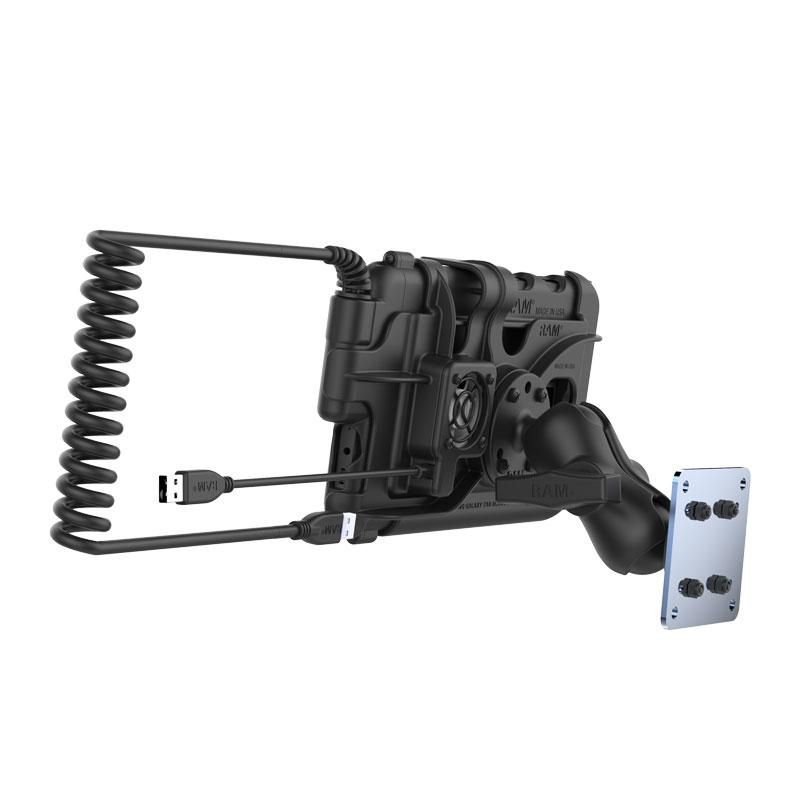 RAM Mounts - RAM-101B-TC-SAM29F-V7B1U - RAM Mounts UNPKD RAM HARDWIRE FAN DOCK  W/ TYPE C TO A torsadé CABLE  BUNDLE FOR SAMSUNG TAB ACTIVE2 & TAB ACTIVE3 W/ BACKING PLATE