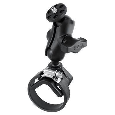 RAM Mounts - RAM-B-108B-A-366U - Ram V Base Clamp Short Double Socket Arm 1/4-20 Camera Threaded Adapter