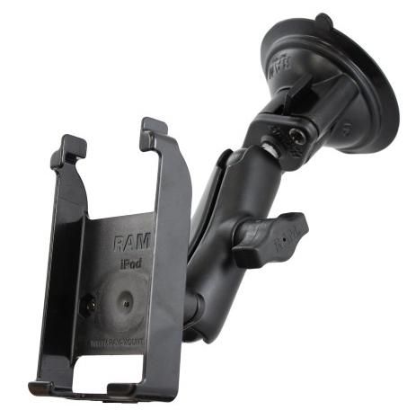 RAM Mounts - RAM-B-166-AP1 - RAM SUCTION MOUNT APPLE IPOD RAM-B-166-AP1, Lecteur MP3, Support actif, Voiture/Plancher, Noir