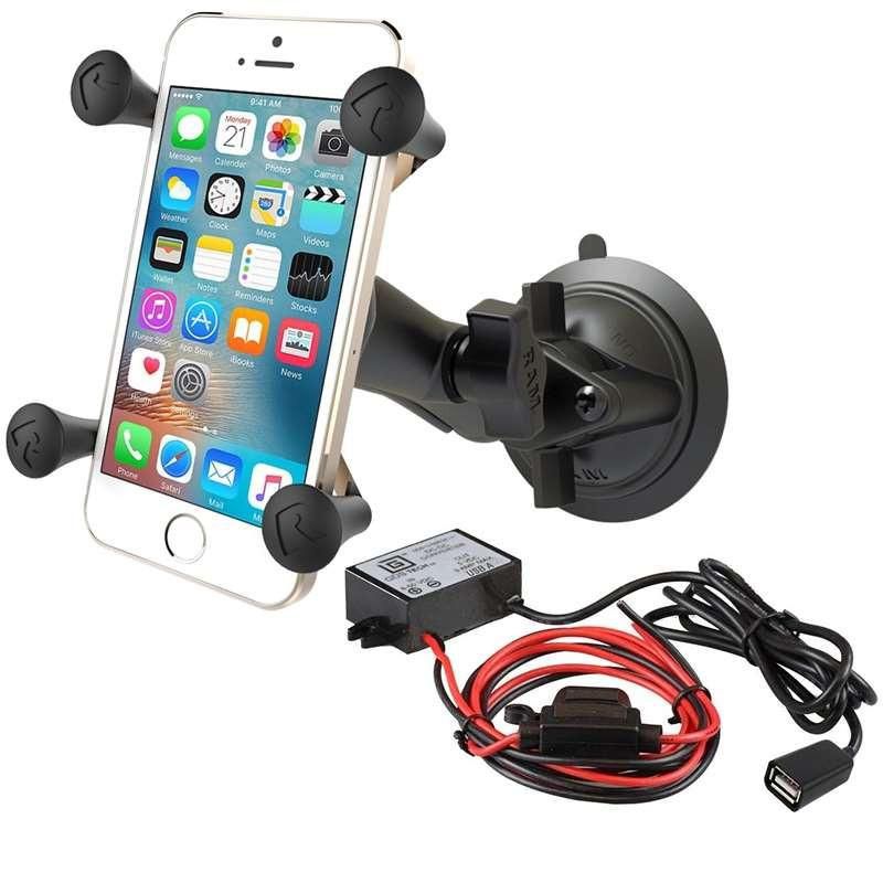 RAM Mounts - RAM-B-166-UN7PV2U - UNPKD RAM USB A FEM SUCTION MOUNT RAM X-GRIP