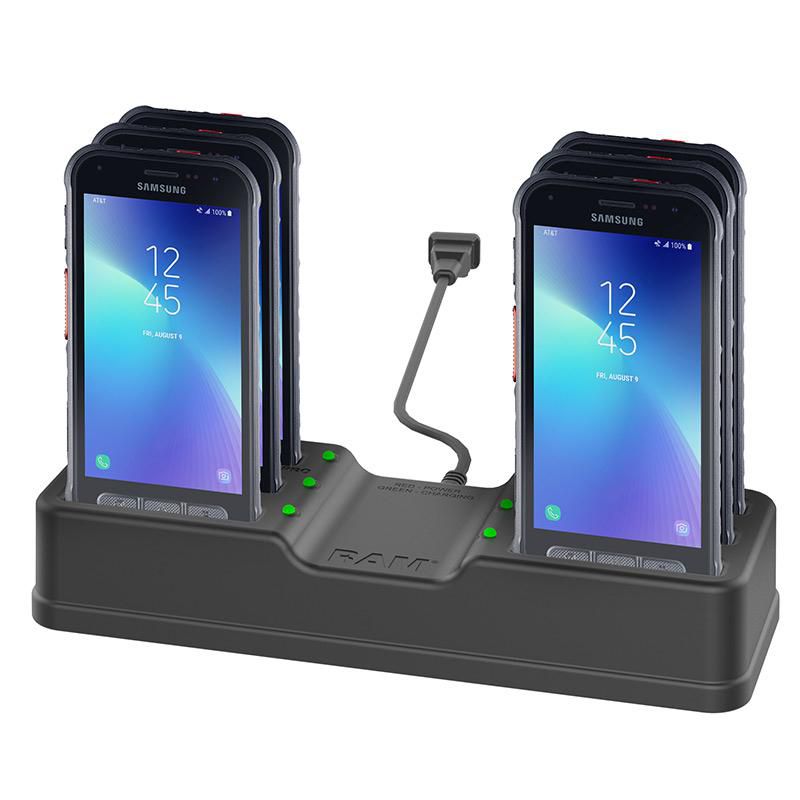 RAM Mounts - RAM-DOCK-6G-SAM72PU - UNPKD RAM SAMSUNG XCOVER FIELD PRO POWERED 6 GANG DOCK RAM-DOCK-6G-SAM72PU, Freestanding, Black, Contact, Table, Galaxy XCover