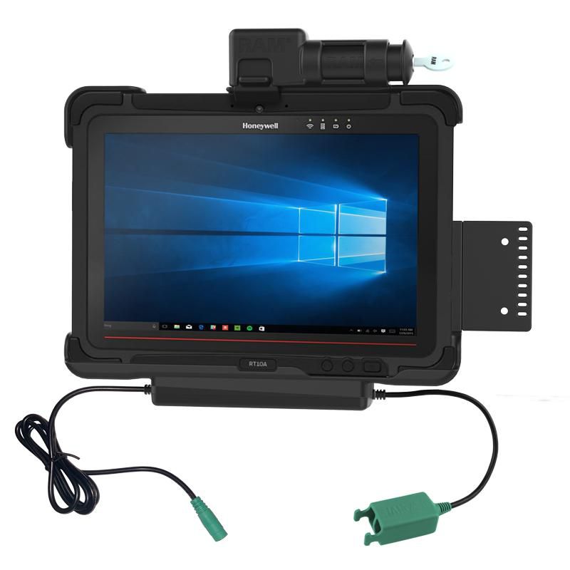 RAM Mounts - RAM-HOL-HON9PD2KLU - UNPKD RAM POWER AND DATA W/ 2 USB-A FEMALE SOCKETS KEYED LOCKING CRADLE FOR HONEYWELL RT10 SERIES TABLETS