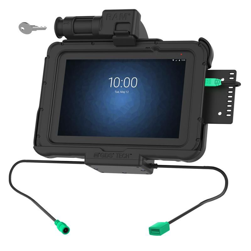 RAM Mounts - RAM-HOL-ZE10PDKLU - RAM Mounts RAM POWER & DATA SPRING  LOADED KEYED LOCK CRADLE FOR  ZEBRA ET5X 8.3" SERIES TABLETS