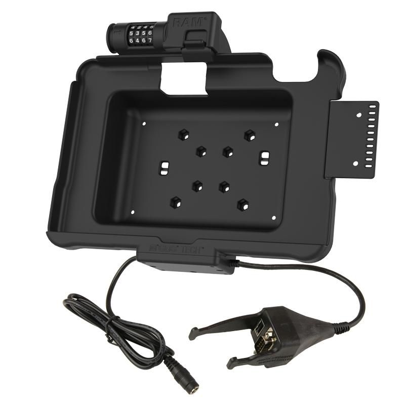 RAM Mounts - RAM-HOL-ZE11PDCL-DB9U - RAM POWER and DATA SPRING LOADED COMBO LOCK CRADLE FOR ZEBRA ET5X 10.1" SERIES TABLETS WITH 5.5MM FEM, DB9 MALE, and USB A F